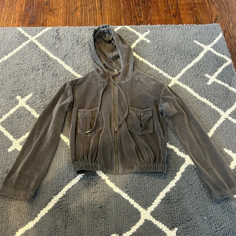 Young Fabulous & Broke Fritzy Velour Cropped Hoodie